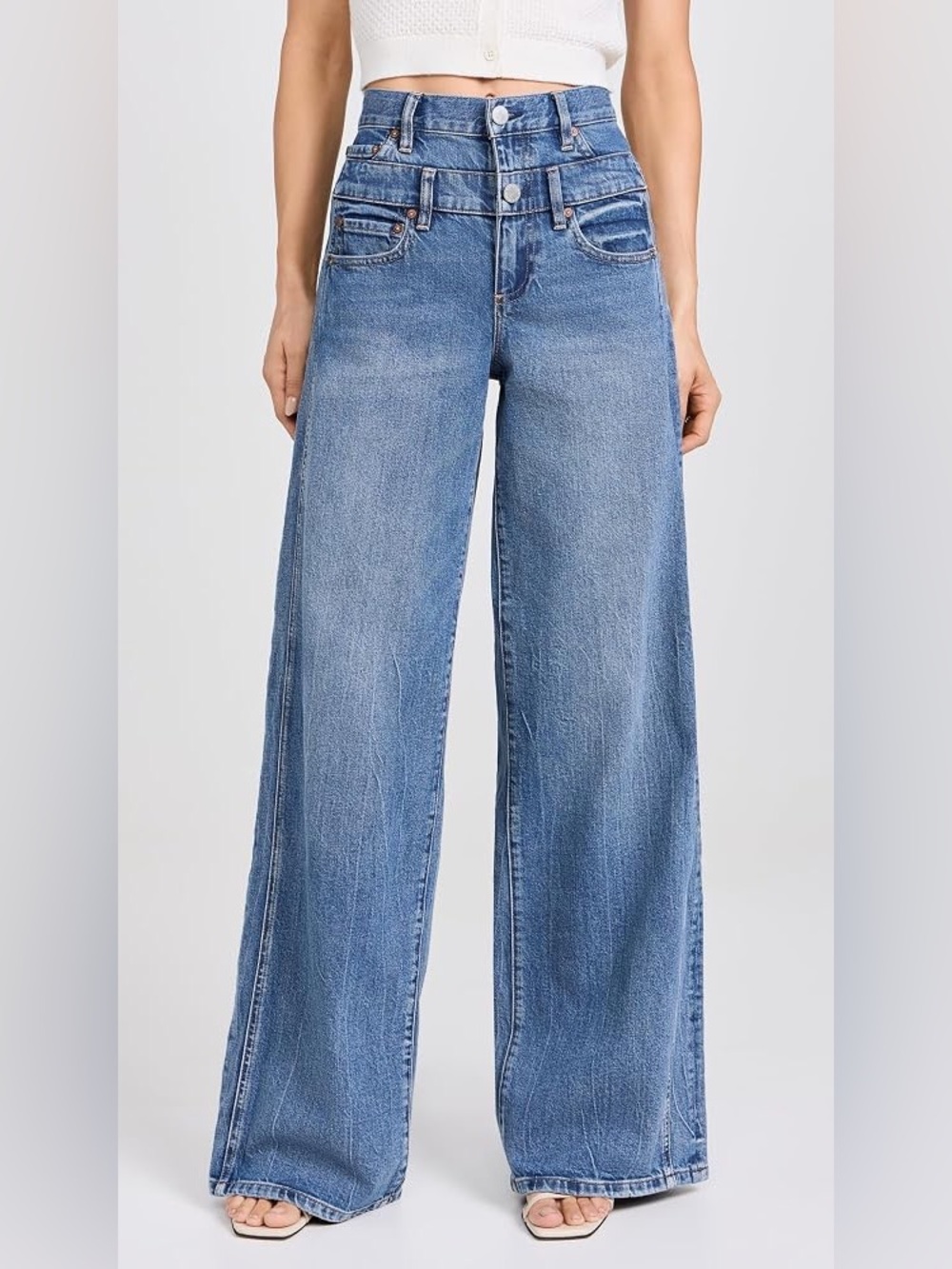 Alice + Olivia Double Waistband Cool Jeans Brooklyn Blue Sz 29
